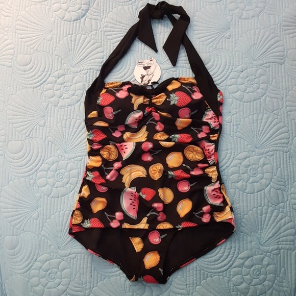 Hell Bunny Vixen Other - Hell Bunny Vixen Tutti Frutti Retro Bathing Suit